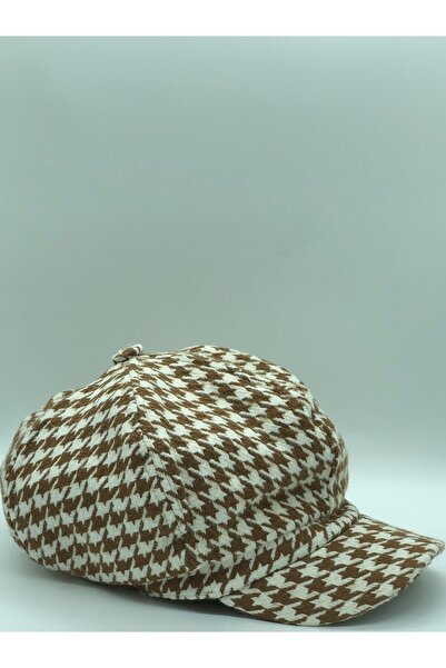 Hoppe قبعة شتوية نسائية من الصوف باللون البيج بنمط هاوندزتوث