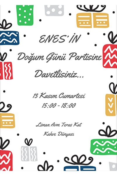 Belinay Doğum Günü Davetiyesi 202-06 (50 ADET)