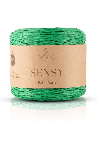 SENSY Premium 250 gr Φυσικό Χαρτί Σχοινί, Ψάθινο Χαρτί Κλωστή, Ράφια, Τσάντα, Σουπλά, Καπέλο Σχοινί, 250m Πράσινο