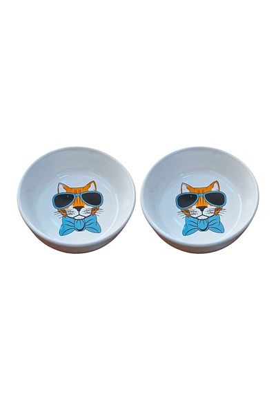Glipet 2-Piece Washable Ceramic Food and Water Bowl 14 cm 250 ml