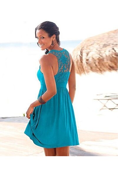 Esinty Rochie De Mireasa De Mireasa De Absolventa De Dama Albastra De Dantela Spate Tesatura Vascoza 85 Cm