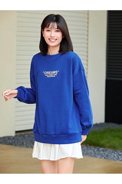 Machetta Світшот з принтом Dreams, комір-стійка, 3 нитки, оверсайз