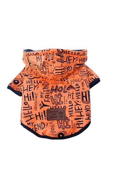 meowuf My Friend Raincoat Hooded Orange Raincoat Dog Apparel for Small and Medium Breeds
