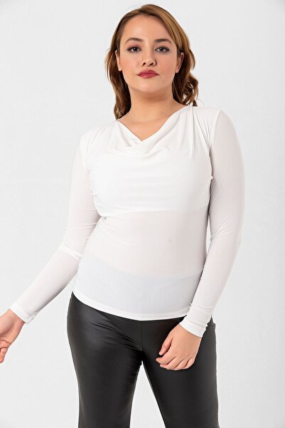 Laranor Μπλούζα με γιακά Degaje Ecru Plus Size