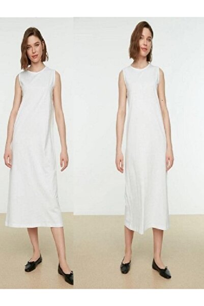HUMA TEKSTİL 2 bucăți rochie albă fără mâneci căptușeală-jupon jupon