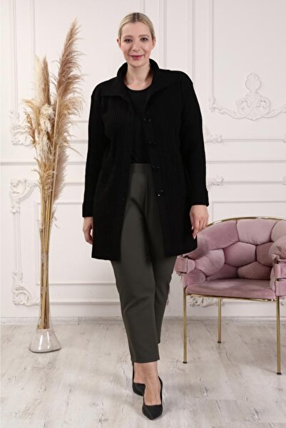 TEK Κομψή κλασική μακριά μαμά ζακέτα με χοντρό ποιοτικό ατσάλινο πλεκτό γιακά...