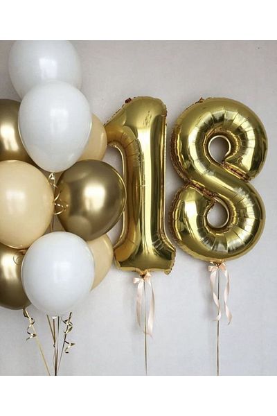 MERİ PARTİ 18 Year Old Foil Balloon Birthday 18 Year Old Concept 10 Latex Balloons