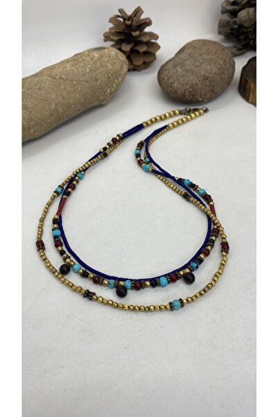 Porsuk Alternatif El Yapımı Kum Boncuk Üçlü Kolye