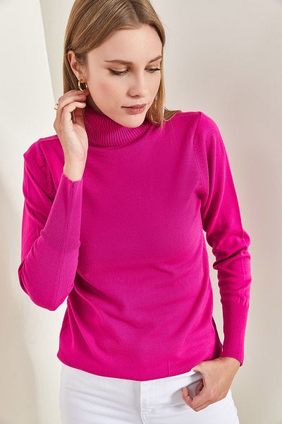 Bianco Lucci Women's Turtleneck Ribbed Sweater