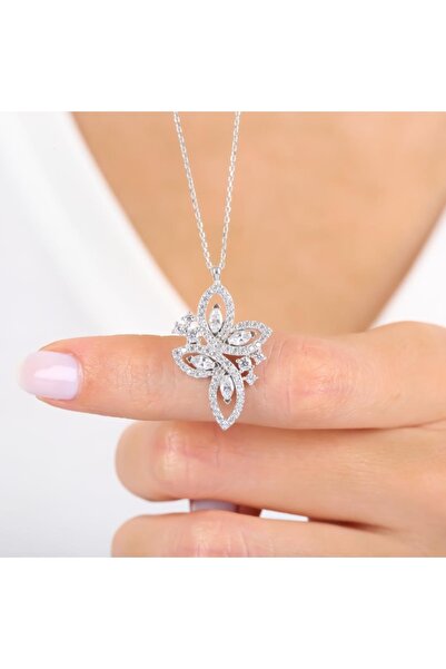 Mia Vento Pırlanta Montür Işıltılı Kelebek Perisi Gümüş Kolye