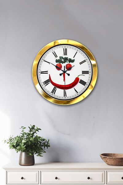 Kasva Concept Gift 36 cm Gold Metal Kitchen Wall Clock