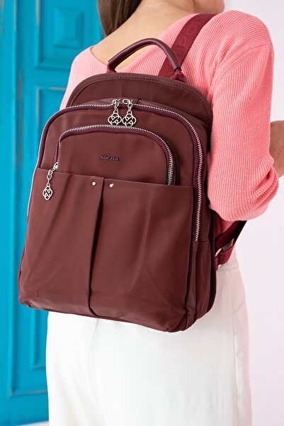 YOGII حقيبة ظهر نسائية متعددة الأقسام باللون الأسود النباتي من كامبريدج