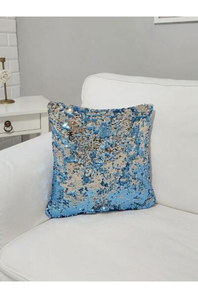 Körfez Kırlent 5mm Pul Payetli Çift Renkli Kalın Kumaş Kırlent Kılıfı