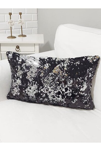 Körfez Kırlent 5mm Pul Payetli Çift Renkli Kalın Kumaş Kırlent Kılıfı Dikdörtgen