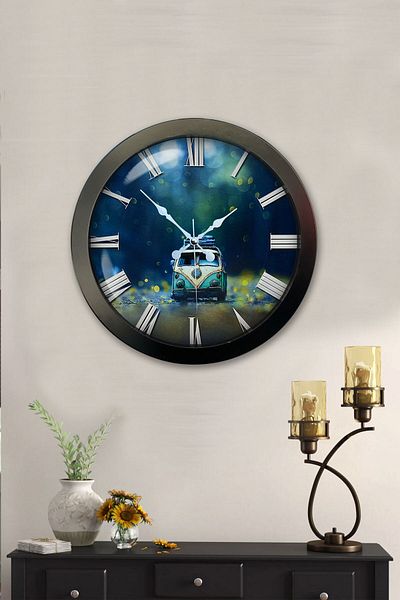 Kasva Concept Gift 36 cm Black Metal Decorative Wall Clock