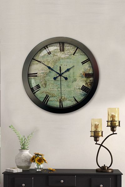 Kasva Concept Gift 36 cm Black Metal Antique Wall Clock