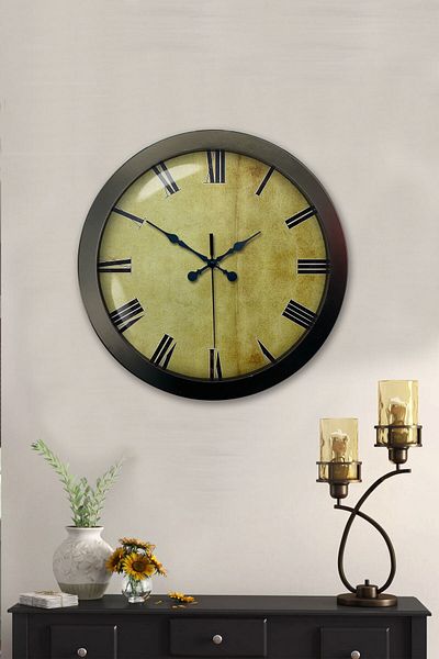 Kasva Concept Gift 36 cm Black Metal Antique Wall Clock