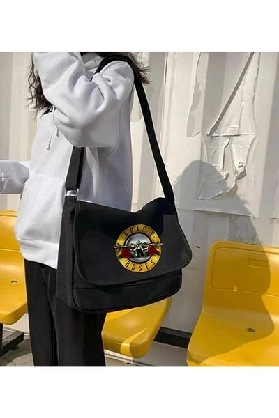 Touz Rock Series Guns N' Roses Printed Unisex Black Messenger Bag