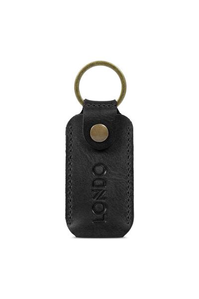 LONDO محفظة بيتكوين من الجلد الطبيعي وسلسلة مفاتيح (ln) - أسود