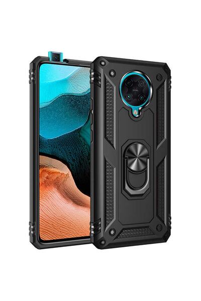 ZM STORE Xiaomi Poco F2 Pro Uyumlu Kılıf Vega Tank Yüzüklü Standlı Kapak