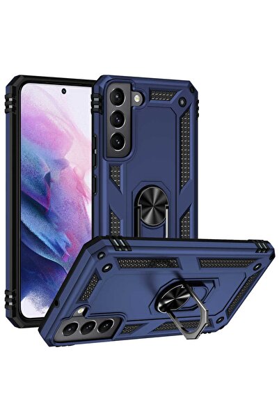 ZM STORE Samsung Galaxy S22 Plus Uyumlu Kılıf Vega Tank Yüzüklü Standlı Kapak