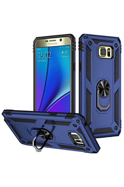 ZM STORE Samsung Galaxy Note 5 Kılıf Zore Vega Tank Yüzüklü Standlı Kapak