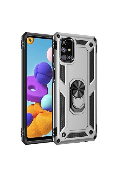 ZM STORE Samsung Galaxy M31s Kılıf Zore Vega Tank Yüzüklü Standlı Kapak