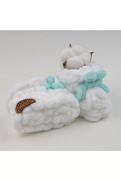 Tosbiq Baby Puffy Booties / Slippers / Gift / White / 0-12 M / Oeko Tex (orga...