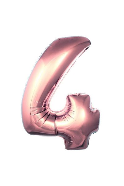 Party City بالون فويل رقم 4 ذهبي وردي، مقاس 40 بوصة، 100 سم، بالون عمر كبير الحجم