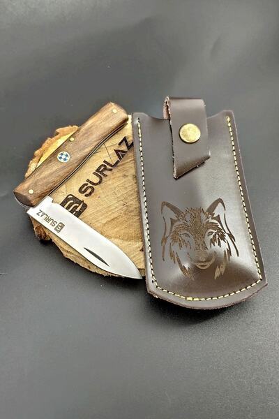 SürLaz Isme Özel El Yapımı Katlanır Çakı Outdoor Bıçak Deri Kılıf