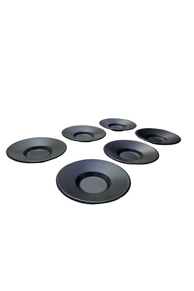 Külsan Thermo Melamine Matte Black 6-Piece Tea Plate Set 11 Cm