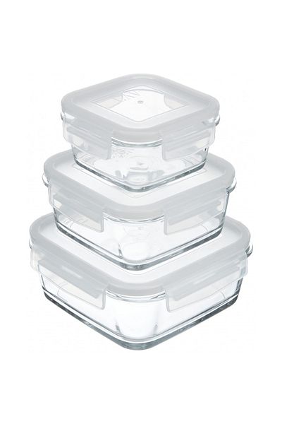 Wodsco Fresco 3-Piece Storage Container Set, Glass, 1150 cc