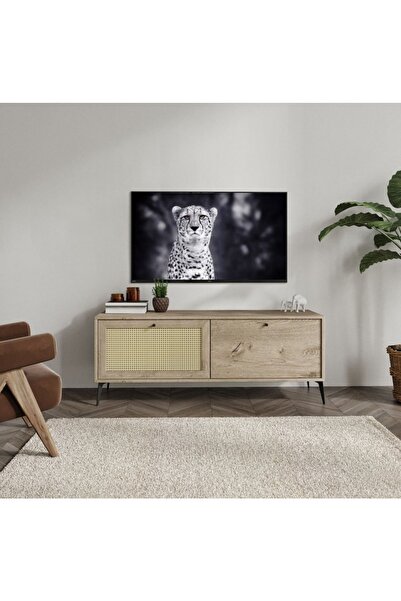 ROSEPAL Diamond 2 Bölmeli Hazeran Kapak Detaylı Meşe Tv Ünitesi