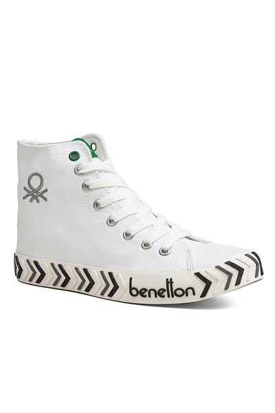 Benetton ® |   Bn-30627-3374 Λευκό Μαύρο - Ανδρικά αθλητικά παπούτσια