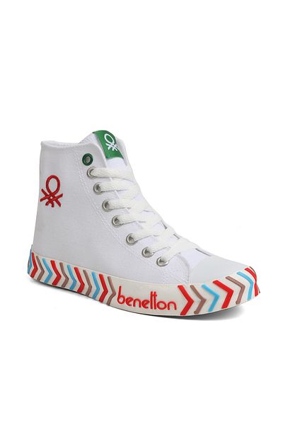 Benetton ® |   Bn-30625-3374 White Fusya - Pantofi sport pentru damă