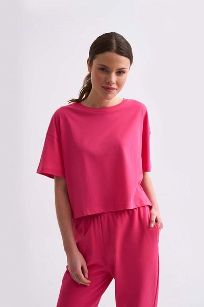 THERECOLOR Pink Organic Crop T-shirt Regular Fit Women's Short Sleeve