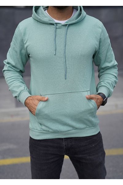 FATELLA Unisex Kangaroo Pocket Front Closed Crew Neck Hooded Basic Sweatshirt