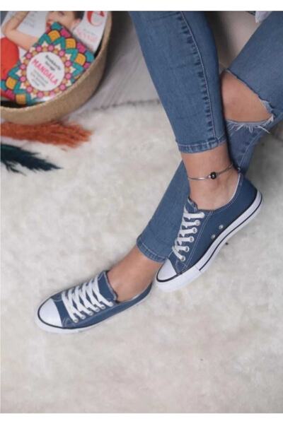 ibrahim müslü Unisex Kısa Kot Mavi Keten Sneaker