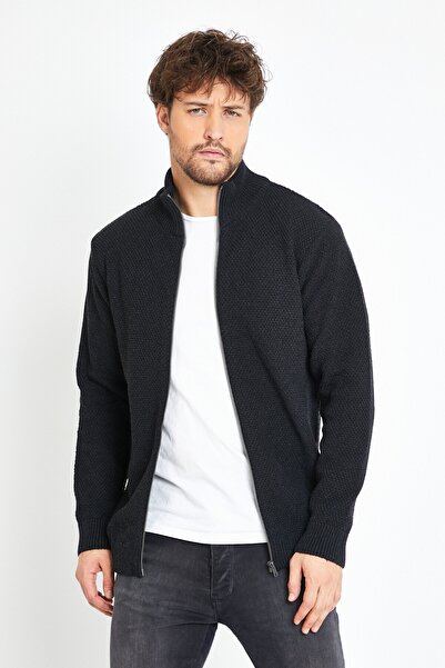 Matte Ζακέτα πουλόβερ Monaco Anthracite με φερμουάρ