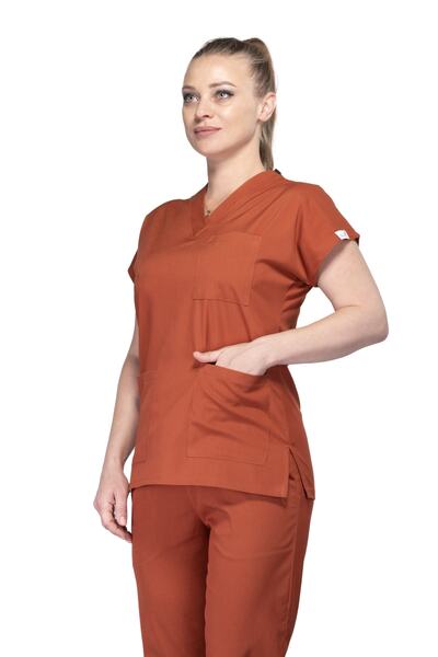 Sarıçiyil Üniforma قميص علوي واحد بياقة جراحية للطبيب والممرضة (أنثى)