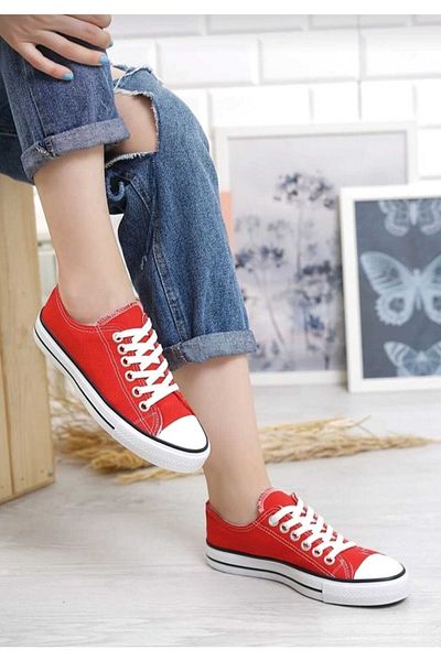 ibrahim müslü Unisex Low Red Linen Sneaker