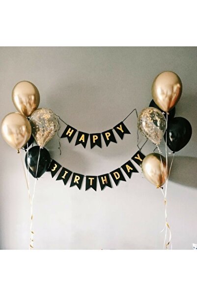 MERİ PARTİ لافتة عيد ميلاد سعيد مع نص ذهبي على نص عيد ميلاد سعيد باللون الأسو...