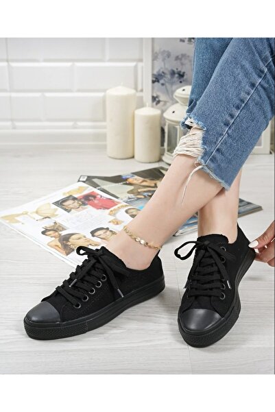 wefashion Unisex Canvas Siyah Spor Ayakkabı
