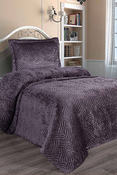 Karaca Home Lamia Mürdüm Kadife Tek Kişilik Yatak Örtüsü