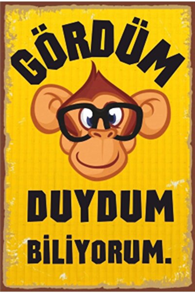 Hayat Poster Ρετρό ξύλινη αφίσα Three Monkeys - Saw Heard Know