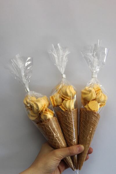 BOMPİ Süt Çocuk Kornet Külah Beze 24 Adet Sarı