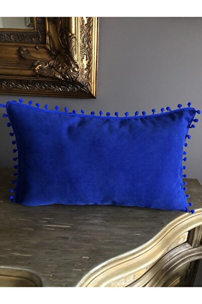HAZE DESİGN LAB Parliament Mavisi Ponponlu Yastık Kılıfı (uzun)