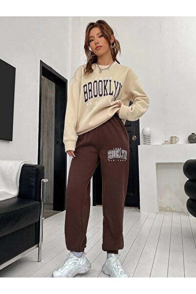 Machetta Σετ φόρμας υπερμεγέθης με στάμπα Brooklyn με 3 Thread Crew Neck