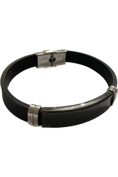 Elif Leather Metal Bracelet Silver Color605546-2