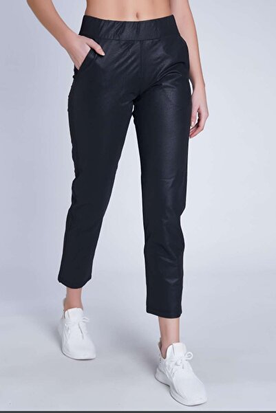 Oro verde Kadın Deri Siyah Pantolon Tayt